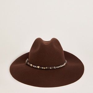 Golden Goose Coffee-brown hat with studded leather strap